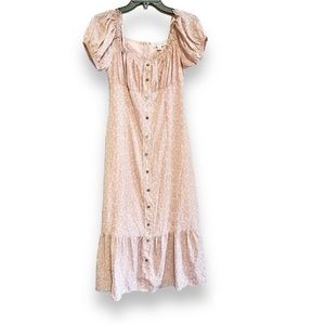 Floral Scoop-Neck Tie-Front Midi Dress